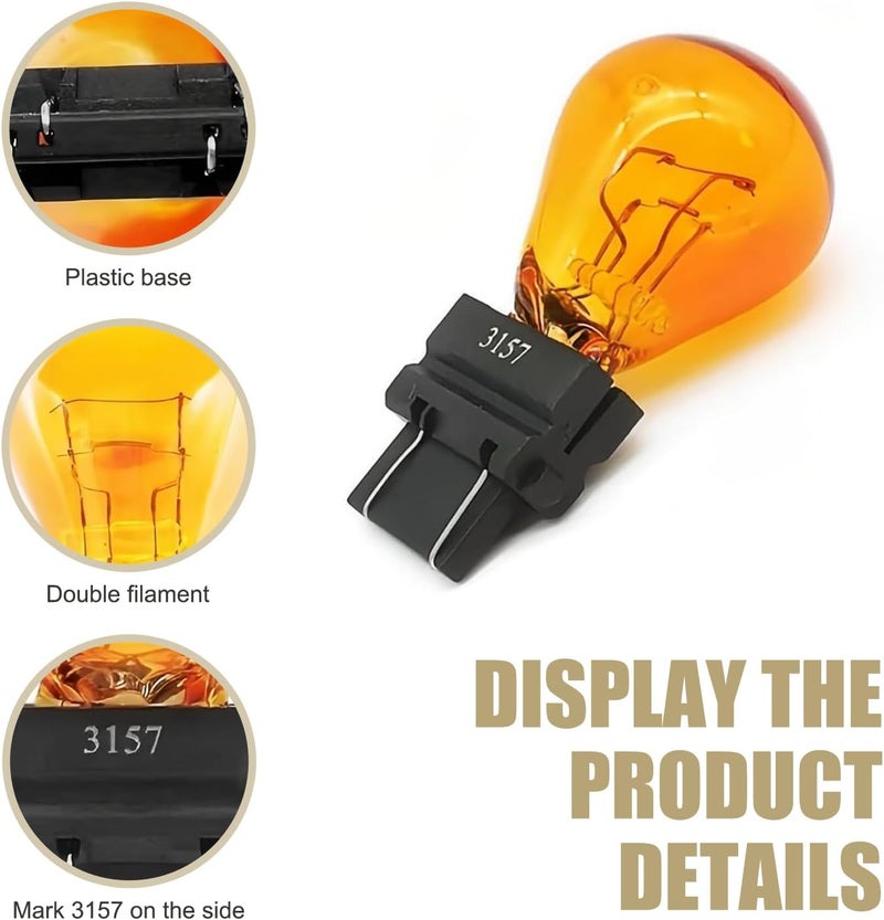 Anyhut 10 PCS Car 3157 Bulb, 12V 21 / 5W Turn Signal Bulb & Brake Light Bulb, Tail Light Bulb Standard Replacement Accessory, Universal for Most Cars, Trucks and Vans (Amber) - Image 3